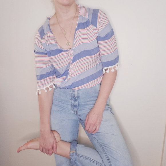 Anthro Boho Cropped Blouse - Picture 2 of 5